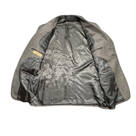 Andrew Fezza Men's Sport Coat Blazer 3 Button Brown Herringbone Wool Blend 42R - Picture 3 of 11